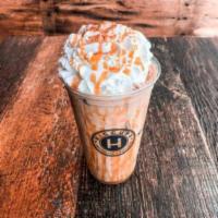 Horchata Milk Tea  · Horchata flavored milk tea with whipped cream, sprinkled cinnamon and drizzled with caramel ...