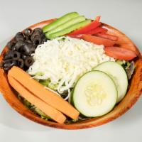 Dinner Salad · 3 lettuce blend with carrot, cucumber, and topped with mozzarella cheese. Served with choice...