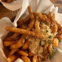  Garlic Fries · Fries with Parmesan, parsley, salt, and garlic.