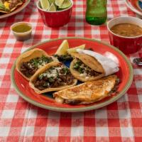 Special Plate · 2 mini tacos,1 small quesadilla, 1 gordita and charro beans. Choice of: asada, pastor and ch...