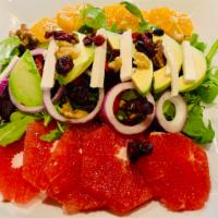 Roasted Beets - Citrus Salad  · arugula, avocado, oranges, grapefruit
roasted beets,waltnuts, red onions,
red peppers, ricot...