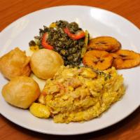 Ackee and Saltfish Breakfast · Served with fried Johnny cakes.