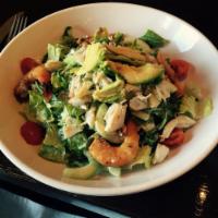 Green Goddess Salad · Lump crab, smoked shrimp, romaine, avocado, grilled corn, tomato, cucumbers and green goddes...