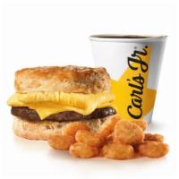 Sausage Egg & Cheese Biscuit Combo · Served with small drink and hash round.
