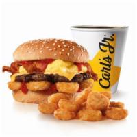 Breakfast Burger Combo · Served with small drink and hash round.