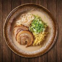 Tonkotsu Shio.. · Pork bone broth with seasoned salt base topped with pork chashu, bean sprout, flavored egg a...