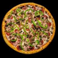 Supreme Pizza · Pepperoni, sausage, Canadian bacon, bell peppers, mushrooms, onions and black olives.