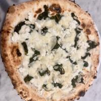 Fiorentina Pizza · Mozzarella, Parmigiano, ricotta and spinach.