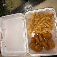 Chicken nuggets · 10 nuggets along with fries
