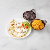 Quesadilla · Choice of 3 corn tortillas or a large tortilla, stuffed with melted cheese and topped with c...