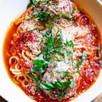 Spaghetti ＆ Meatballs · Pomodoro, Nonna’s Meatballs(2) , Basil