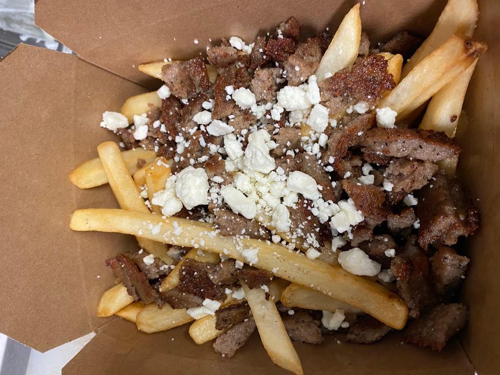31.Lamb Over Fries with Feta Cheese · 