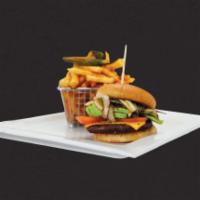 California Burger · USDA PRIME Angus steak, crispy cheddar cheese, brioche bread, avocado, caramelized onion, to...