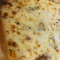 QUATTRO FORMAGGI  LARGE  · Homemade Fresh Mozzarella, Parmigiano Reggiano, Pecorino Romano, Fontina, Gorgonzola, Extra ...
