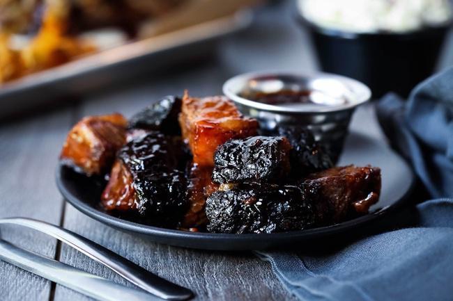 Caramelized Burnt Ends · Tender, bite-sized pieces of hickory-smoked Texas brisket ends grilled to perfection with our RHB Rub, then caramelized with Bourbon Molasses sauce.
