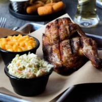 Memphis Half Chicken Plate · Hickory-smoked 2-3 hrs, bone-in, served with two Southern Sides.
Add a Garden or Caesar Sid...