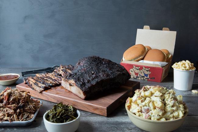 BBQ 6 Pack · 3 lbs. of Smoked Meats, 4 Pints of Southern Sides, Choice of Bread & BBQ Sauce.
