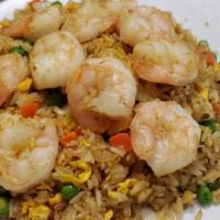 86. Shrimp Fried Rice Dish · Fried rice with egg, onions, carrots, peas and your choice of meat. 