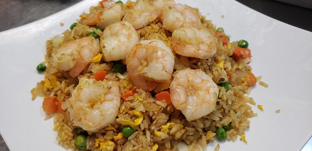 86. Shrimp Fried Rice Dish · Fried rice with egg, onions, carrots, peas and your choice of meat. 