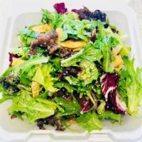 23 - Signature Beef Salad · Mixed Greens, cucumber, wonton strips, sesame seeds, signatur salad dressing, sesame oil, le...