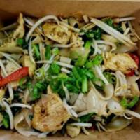 Pad Key Mao (drunken noodles) · Drunken noodles. Spicy Thai chilies and garlic pan fried with choice of protein and flat noo...
