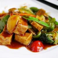 Tofu Garden · Fried tofu and mixed vegetables stir-fried in house brown sauce.