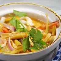Thai Seafood Claypot · Shrimp, squid, scallops, bamboo shoots, mushrooms, bell pepper and thin rice noodles.