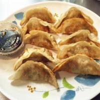 3. Pot Stickers · 10 pieces. Pan fried chicken dumplings filled with green onions.