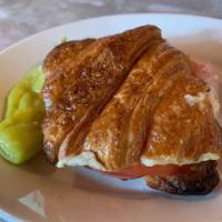 Breakfast Croissant · Served with bacon, tomato and mozzarella.