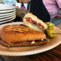 Grilled Eggplant Panini · Red peppers, feta cheese and balsamic.