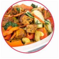 17. Stir Fry Vegetable and Tofu · Cai xao-tofu. Vegetable stir fry with tofu, carrots, bean sprouts, broccoli, napa cabbage, a...