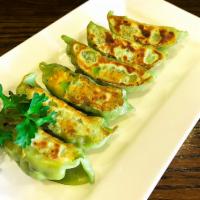 Vegetable (Pan Fried) Gyoza  · Pan fried vegetable gyoza made with tofu, edamame and other vegetables. (6pc)