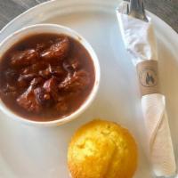 Chili · Housemade chili made with our chopped brisket and sliced hot links. Comes with cornbread.