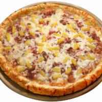 Hawaiian Pizza · Sweet pineapple, tender ham, crisp bacon, pizza sauce and a generous portion of extra Wiscon...