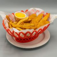 Chicken Tenders · Fried chicken strips served with Dijonase sauce.