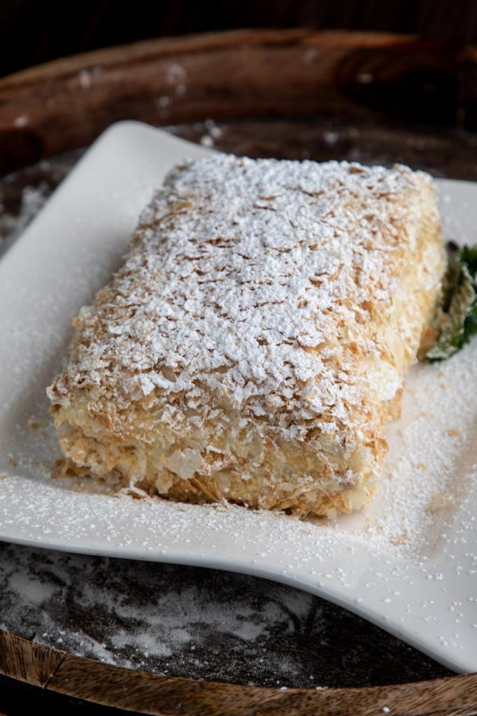 46. Napoleon · Puff pastry filled with homemade vanilla cream.