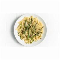 Fusilli with Asparagus and Lemon Cream · Light lemon cream sauce, toasted hazelnuts, parmesan 