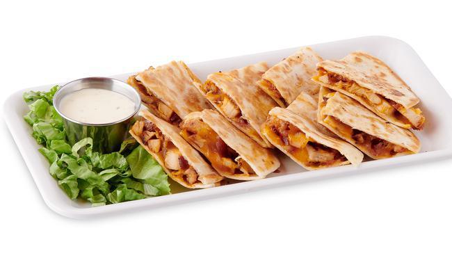 Bacon Ranch Quesadilla · Italian Marinated Chicken, chopped bacon and Jack and Cheddar cheeses. Served with side of House Made Ranch