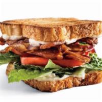 BLT Sandwich · Thick Sliced Applewood Bacon, Roma Tomatoes, Lettuce and House Made Basil Mayonaise on toast...