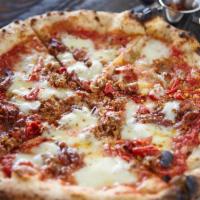 Willowbend · Italian plum tomato sauce, house made mozzarella, house made crumbled sausage, Calabrian chi...