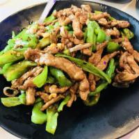Shredded Beef with Chili Green Pepper 小椒牛肉絲 · Spicy.