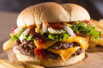 Wayback Classic Burger · 2 beef patties cooked-to-order, American cheese, lettuce, tomato, pickles, onions and of course, ketchup and mustard.