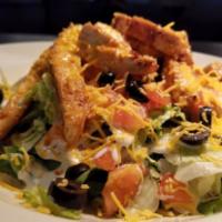 Chipotle Chicken Salad · Romaine, ranch dressing tomato, olives, onions, croutons, sliced grilled chicken basted with...