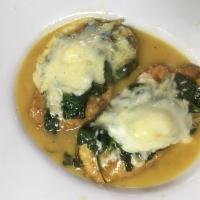 Chicken Verdi · Battered breast of chicken sauteed in butter and white wine with fresh broccoli or spinach a...