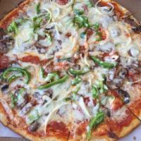 House Special Pizza · Sausage, pepperoni, meatball, peppers, onions, mushrooms, extra mozzarella cheese and sauce.