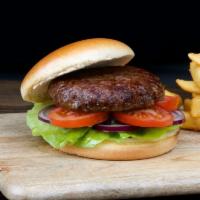 Black Angus Burger · USDA Prime Black Angus Burger cooked to your liking, with lettuce, tomato and red onion.