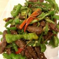 M2. Sauteed Shredded Beef with Spicy Peppers · 