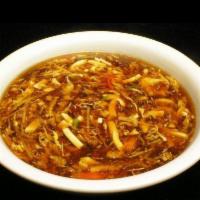 S2.Hot and Sour Soup 酸辣汤 · 16oz. Vegan. Soup that is both spicy and sour, typically flavored with hot pepper and vinegar.