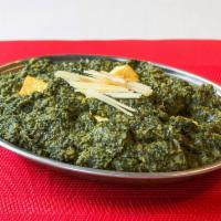 Saag Paneer · Homemade cottage cheese with spinach.