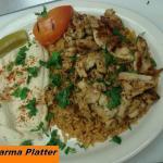 Chicken Shawarma Platter · Rotisserie chicken breast slowly cooked and marinated with our homemade seasonings and dash of spices, topped with tahini sauce.